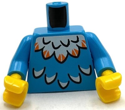 Lego New Minifigure Dark Azure Torso w/ White Feathers Orange Tips Part ...