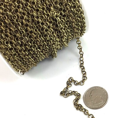 #ad Brass Rolo Chain Round Linked Belcher Chain Neckalce 3mm 4mm 5mm 6mm 7mm Chain $151.99
