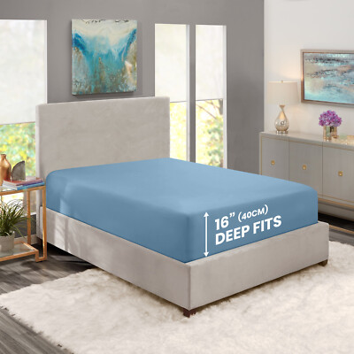 Fitted sheet Full Size 16  Deep Pocket Easy Care Breathable Elastic Bed Sheets