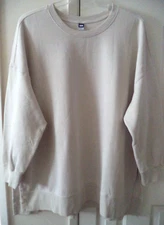 Old Navy Bone Sand Lt Beige Relaxed Tunic Fleece Sweatshirt 2XL 3X 20 22 24 XXL