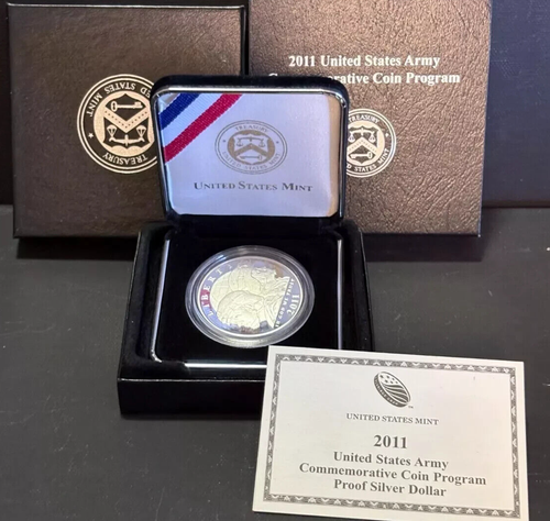 2011 US Army Commemorative Coin Program Silver Dollar w/ Box & COA