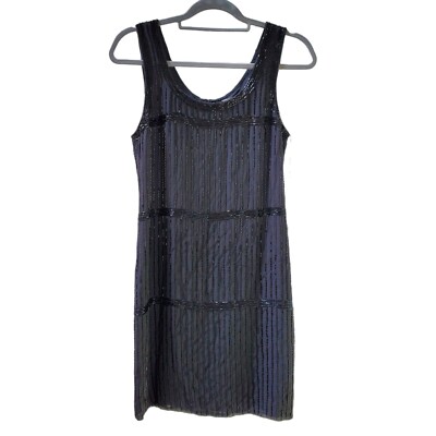 NWT Susana Monaco Womens Beaded Dress Size 4 Black Yuki Lined Mini Sleeveless