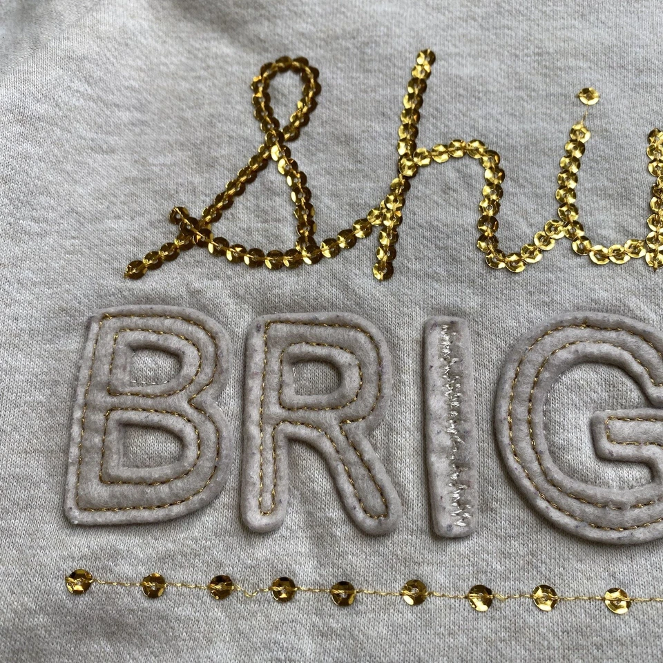 Sudadera Pullover Sudadera Green Soda Niñas S (6-6X) Beige y Dorado Lentejuelas Foto 3 de 4