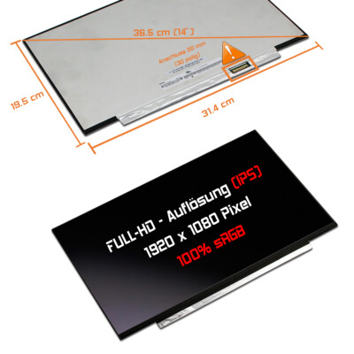 14,0'' LED Display matt passend für Lenovo FRU PN:5D10M42880 IPS sRGB 100%