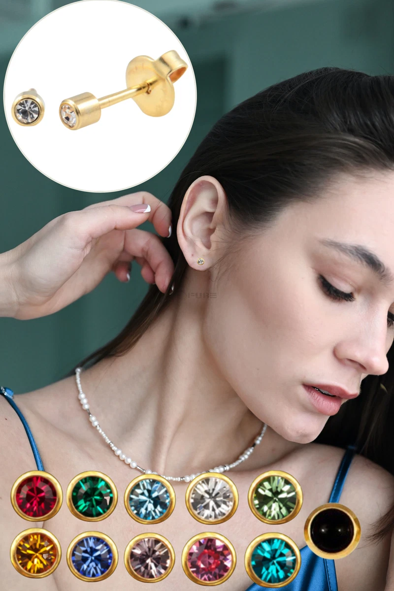 High Quality Surgical Steel Diamonds Piercing Round Studs Unisex Earrings 4MM