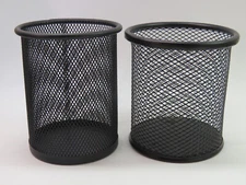 2 Stylish Black Wire Mesh Pen, Pencil, Scissor, Gadget Holders for Desk