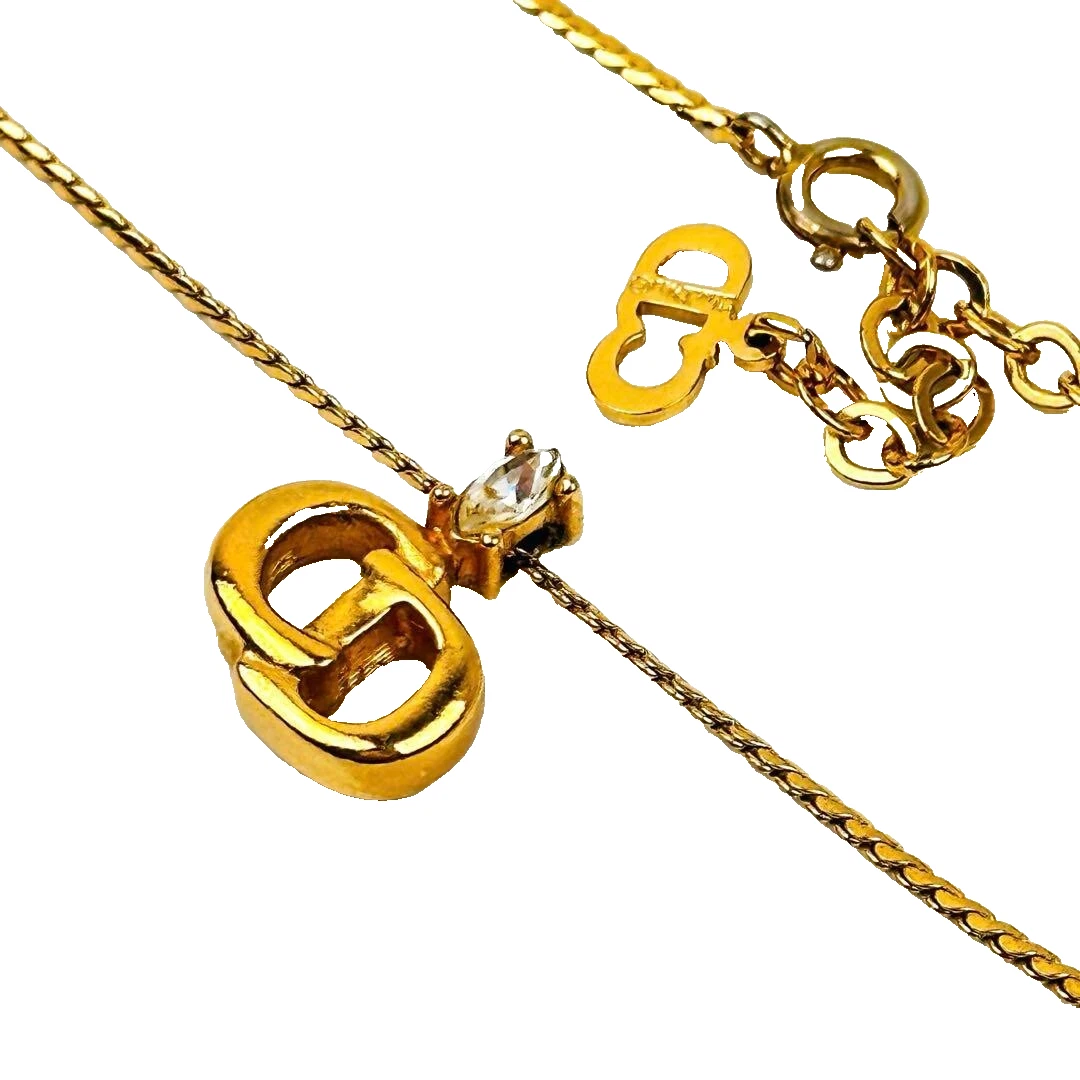 Collana Christian Dior con ciondolo logo CD oro donna