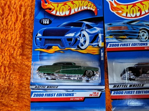 4 Hot Wheels 2000 SO FINE 78 First Edition Black & 2001 Green 168 Lace Wheel New - Picture 2 of 4