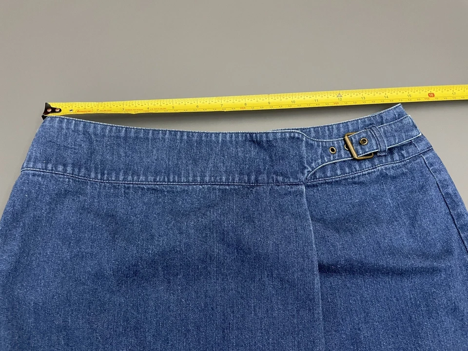 Falda Envolvente Denim Años 90 Talbots Pequeña Talla 10P Maxi 100% Algodón Modesto Chrch De Colección Foto 3 de 4