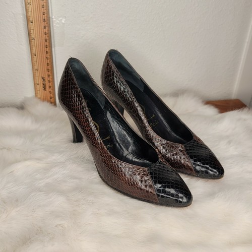 Yves Saint Laurent Snake Heels Two Tone 