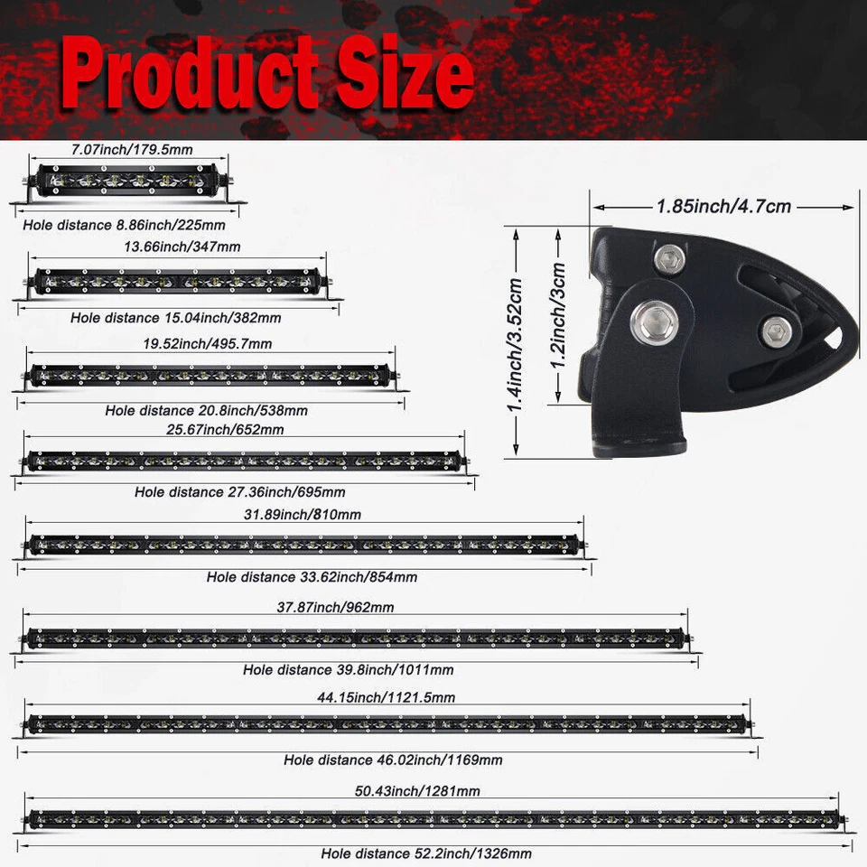 Barra de luz LED delgada 14/20/26/32/38/40/50" todoterreno combo haz 4x4 techo todoterreno SUV Foto 2 de 4