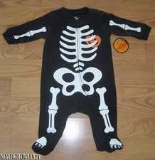 HALLOWEEN GLOW-IN-THE DARK SKELETON COVERALL OUTFIT COSTUME NEWBORN 0-3MO NWT