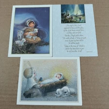 Vintage Religious Christmas Cards Lot of 3 Holiday Greeting Cards Small 