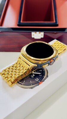 CUSTOM GOLD Samsung Galaxy Watch Ultra Black 47mm 24k Gold Plated Band And Black