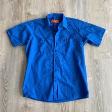 Red Kap VF Imagewear Royal Blue Industrial Work Shirt Button Up Size Large