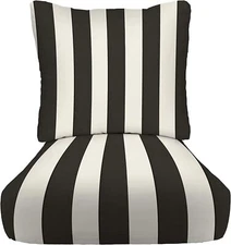 RSH Décor Outdoor Deep Seating Cushion Set, Black and White Stripe ~ Select Size