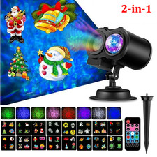 2-in-1 Halloween Christmas Projector Lights Outdoor 16 Slides Holiday Projector