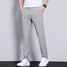 Men’s Ultra-Thin Summer Trousers, Quick-Dry Ice Silk Slim Straight Casual Pants