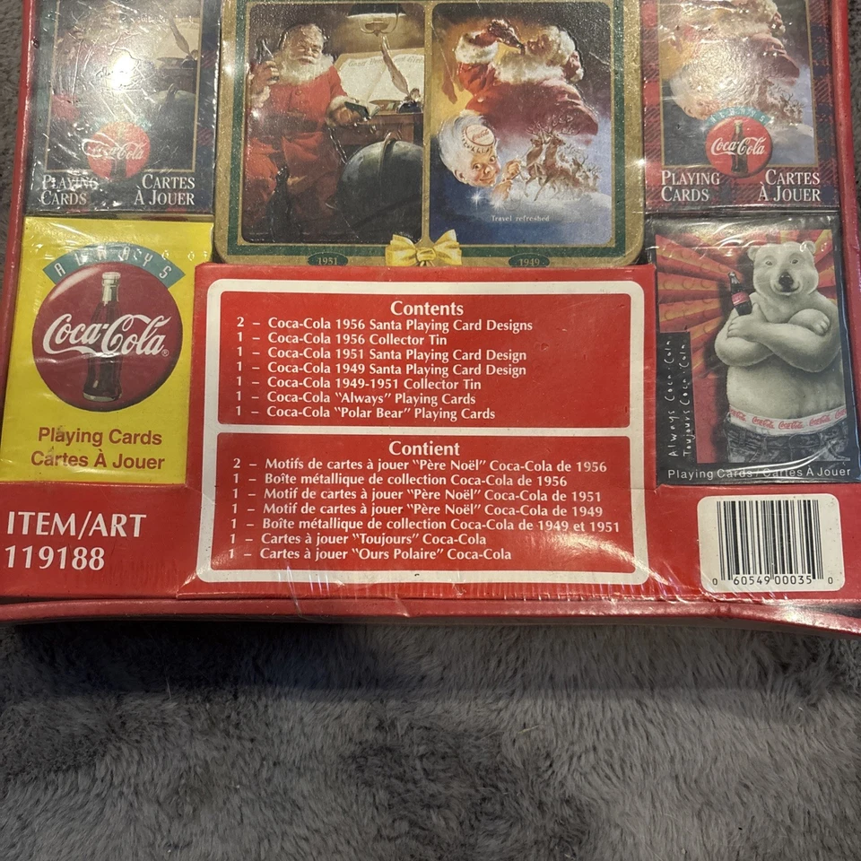 Vintage FRENCH Coca Cola Playing Cards 6 Decks 2 Tins Collectors Set SANTA/BEAR - Image 4 of 4