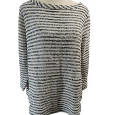 Loft Women's Medium Crochet/Knit Lightweight Sweater 3/4 Sleeves Beachy