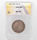 1876 Seated Liberty Half Dollar AU50 ANACS Beautiful Tone *9521