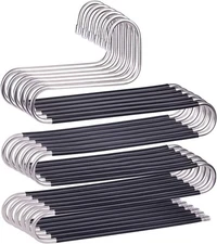 devesanter Hangers Space Save Non-Slip 6 Pack S-Shape 6 6 pack black, Black