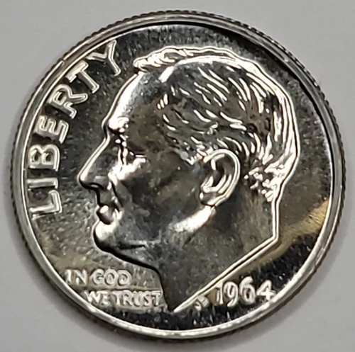 1964 Proof Pointed 9 Roosevelt Dime 90% Silver