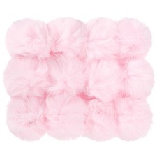 12Pcs Faux Fur Pom Poms for Hats, Fluffy Soft Fur Poms Balls, Pink