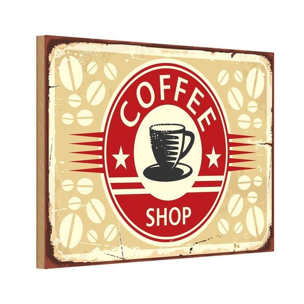 Holzschild 12X18 Cm Kaffee Coffee Shop Essen Trinken Deko Geschenk Holz Schild-image