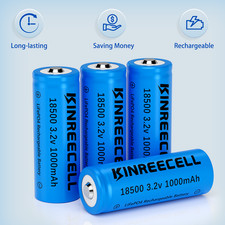 18500 3.2V LiFePO4 Rechargeable Solar Light Lights Battery 1000mAh 4 PACK