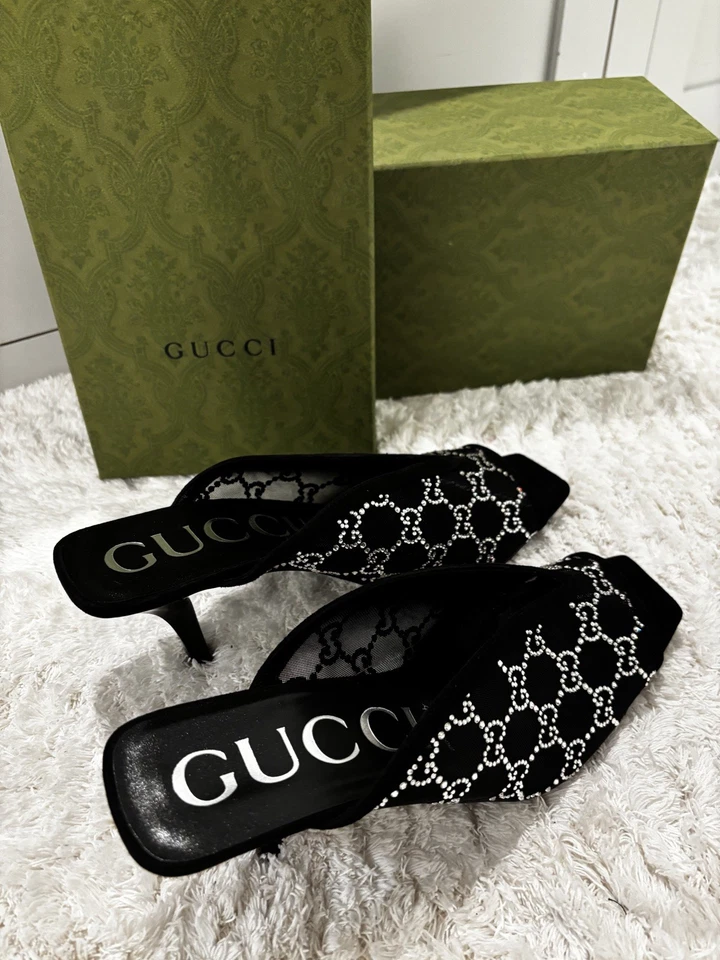 Gucci GG Crystal Embellished Sandals / Black Mules  / Brand New / 42 EU 12 US - Image 4 of 4