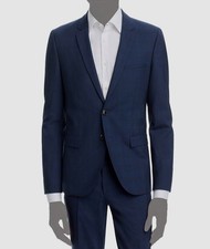 Hugo Boss Men's Blue Arti Extra Slim Fit Wool Plaid Suit Jacket Size 40S