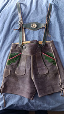 Vintage 60's Authentic Traditional Suede Lederhosen German Suspender Boys Shorts