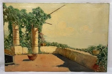 Vintage Original A. Palini Italian Coastal View Oil Painting Signed Italy 36x24