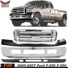 Front Chrome Bumper + Valance + Grille Assembly For 2005-2007 Ford F-250 F-350