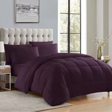 Sweet Home Collection Luxury Solid 7 piece comforter set, queen size-Purple