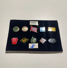 Lot of 12 Railroad Pins - NS, Southern, N&W, Wabash, NKP, PRR, Reading, CNJ, Etc