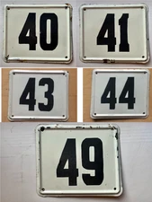 Vintage Enameled Metal House Number Plaque / Retro Address Sign 40, 41, 43 44 49