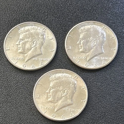 New Listing(3) 1964 UNC Kennedy Half Dollars 90% Silver Good Price with FREE SHIPPING!