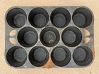 Vintage Wagner Ware Griswold Dual Logo Cast Iron 11 Cup Muffin Popover Gem Pan