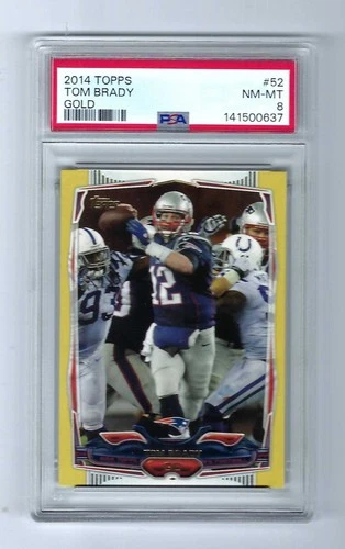 2014 Topps Gold #52 Tom Brady Patriots 0909/2014 PSA 8 NM-MT