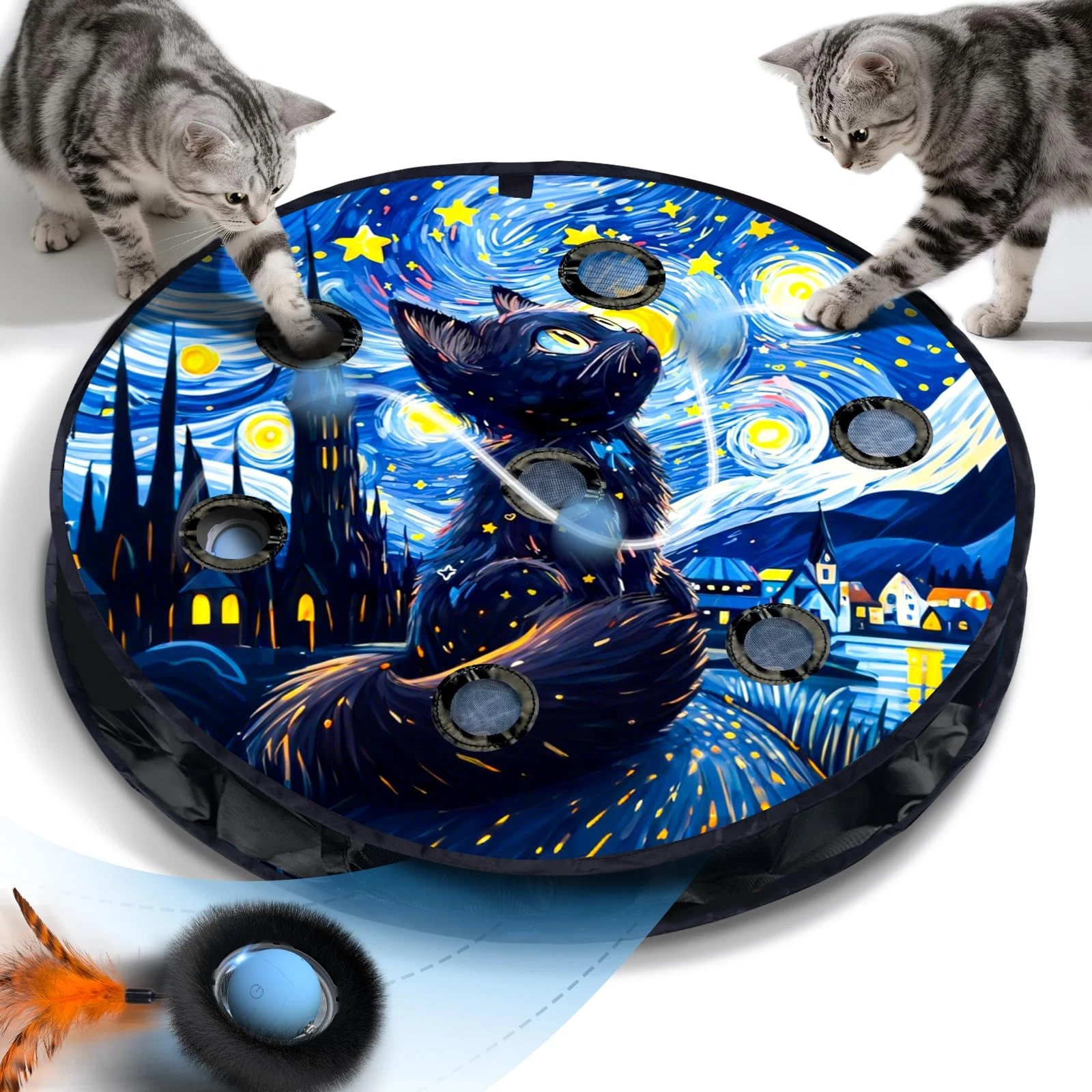 Zeepet Cat Toys, Interactive Cat Toys for Indoor Cats Adult,7 Holes Maze Mat