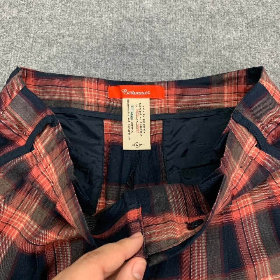 Pantalones Cartonnier Mujer 6 Multi Cómodos Cuadros Tobillo Cremallera Mosca Cónico Anthropologie Foto 4 de 4