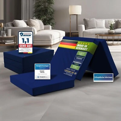 Klappmatratze, Gästematratze Faltmatratze Reisematratze TRAVEL blau 90x200x12cm - Bild 1 von 4