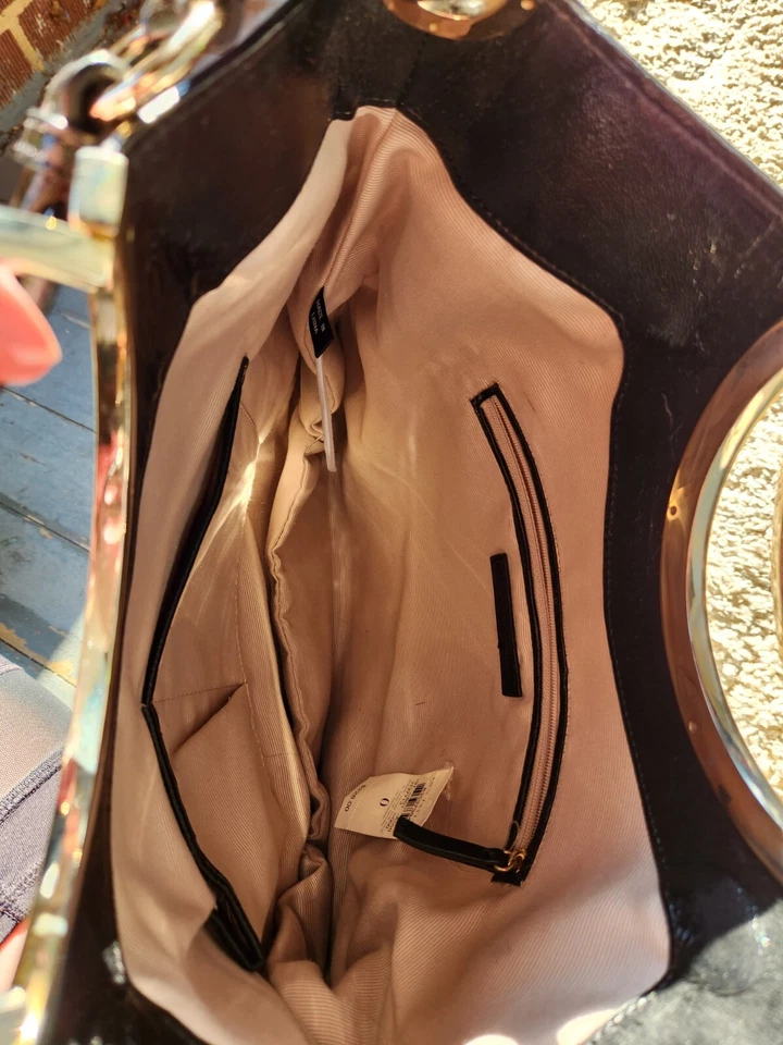 Cartera/bolso de mano vintage Ann Taylor de cuero pelo de becerro estampado de cebra nuevo con etiquetas Foto 3 de 4