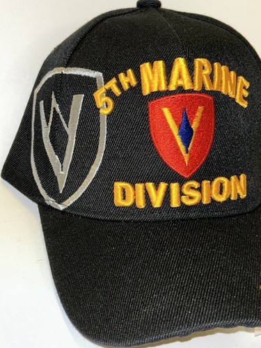 VETERAN HAT /USMC 5TH MARINE DIVISION (BLACK) ADJUSTABLE STRAP/ONE SIZE FITS ALL - Picture 9 of 16