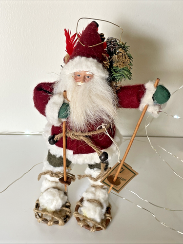 Vintage 1997 Tina Mitchell TJ Santas Ornament rustikaler Weihnachtsmann auf Schneeschuhen #905230 - Bild 1 von 13