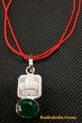 BUDH YANTRA MANTRA GRÜNER ONYX STEIN ANHÄNGER HALSKETTE EDELSTEIN NEUN PLANETEN MIT KORDEL