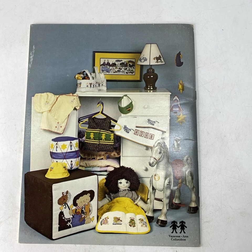 4 Vintage Counted Cross Stitch Books Baby Children Vanessa Ann Green Apple - Image 3 of 4