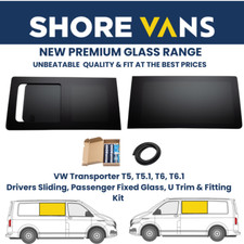 VW T5 T6 Window Glass Driver Sliding & Passenger Fixed INC FITTING KIT & U-TRIM